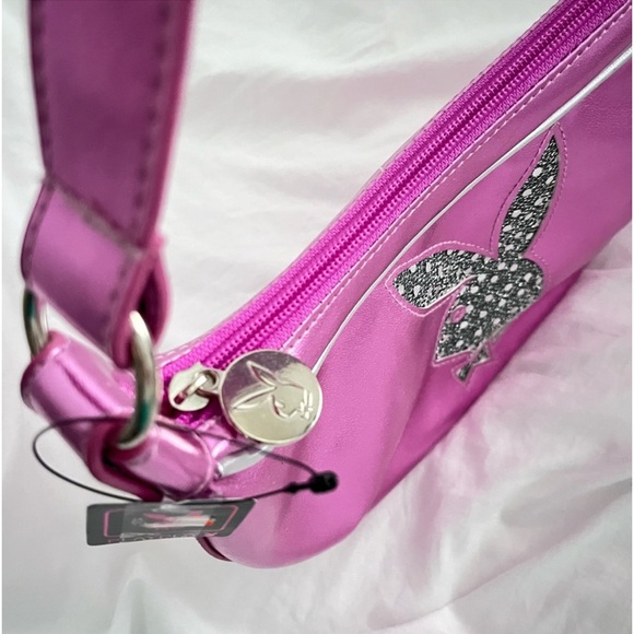 Playboy Bubble Glossy Pink Saddle Handbag 🐰 - Picture 6 of 7